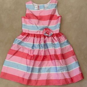 Charming Pink and Blue Striped Kids Dress